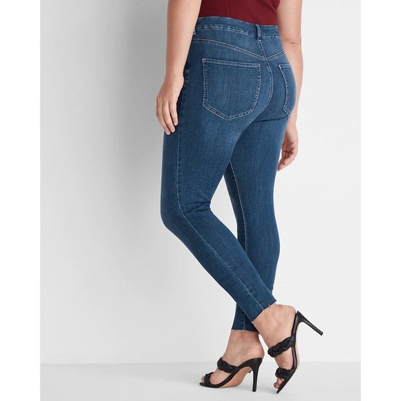 Express Super High Waisted FlexX Raw Hem Skinny Jeans XL - Picture 2 of 2